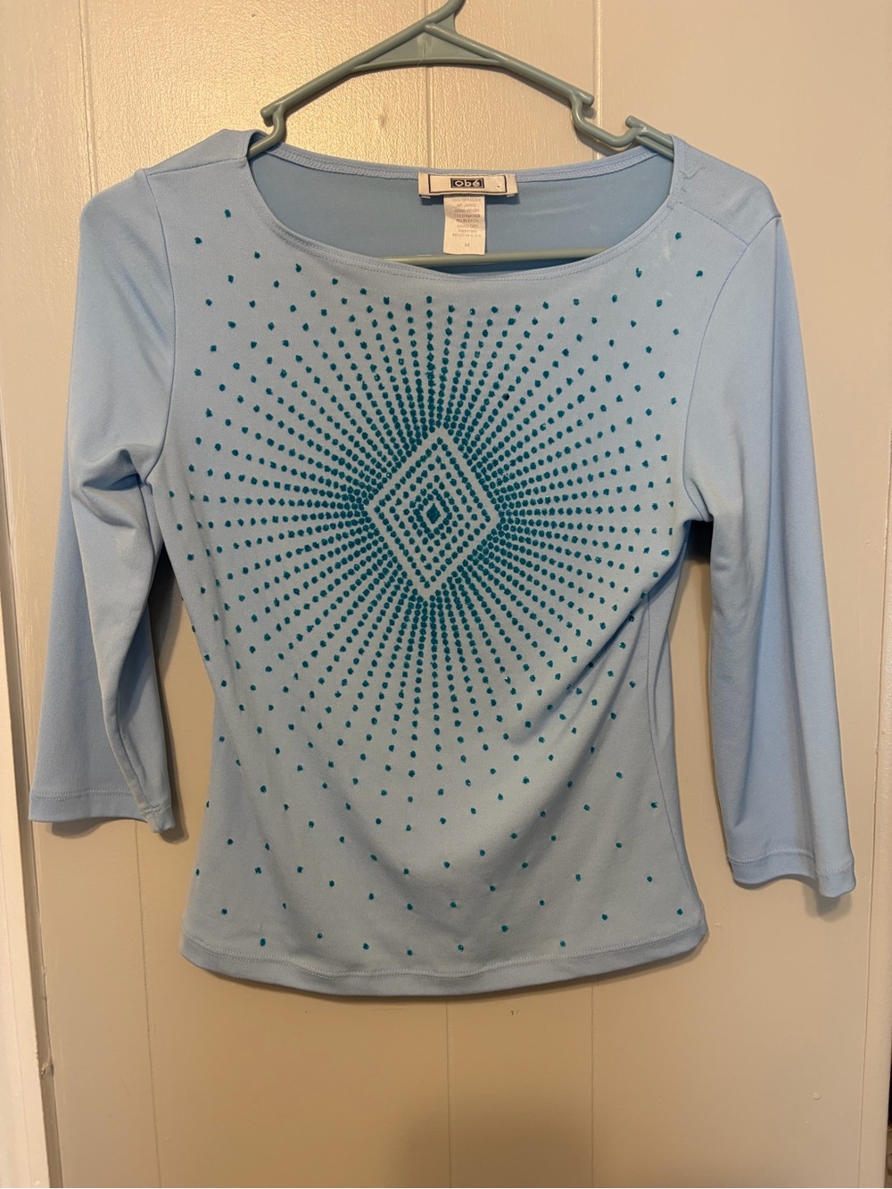 VINTAGE Y2K/90s  Light Blue Embellished Top